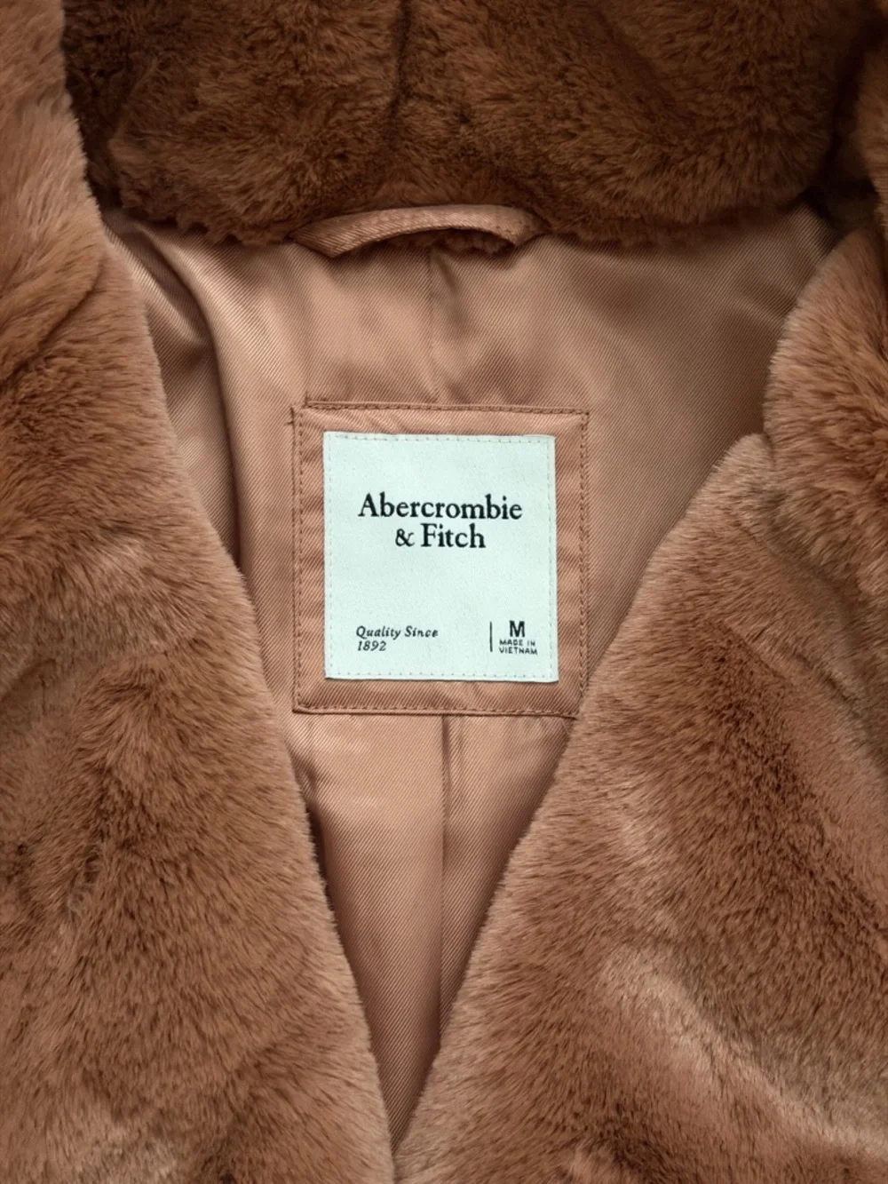 Abercrombie & Fitch Women’s Size Medium Brown Fur Soft Teddy Coat Winter Jacket - Picture 3 of 4